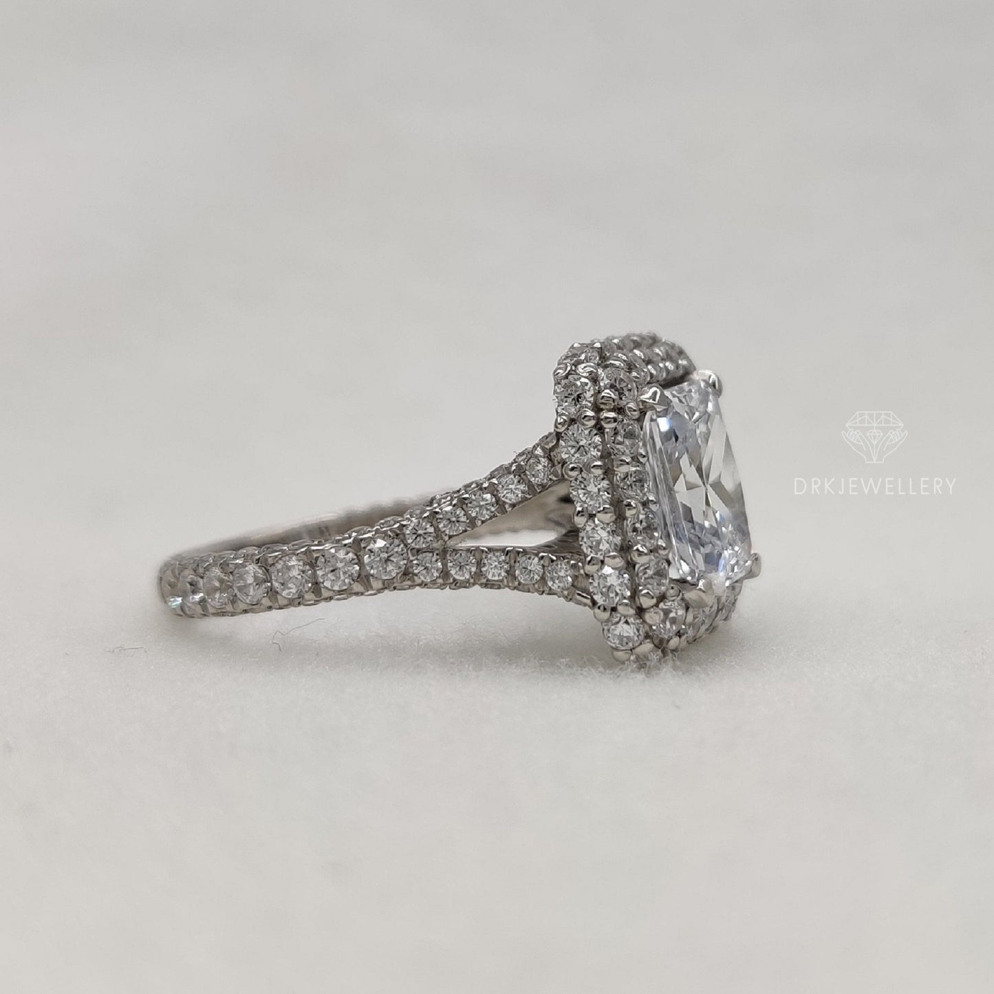 Art Deco Radiant Cut Moissanite Pave Set Ring