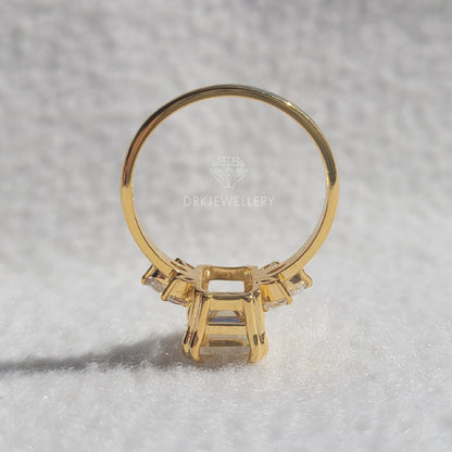 Emerald Cut Cluster Set Moissanite Ring