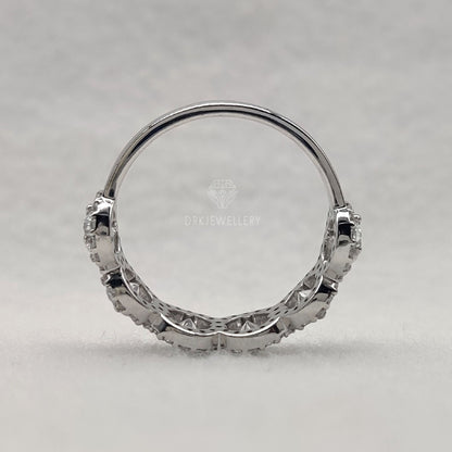 Round Cut Halo Moissanite Eternity Gold Wedding Band