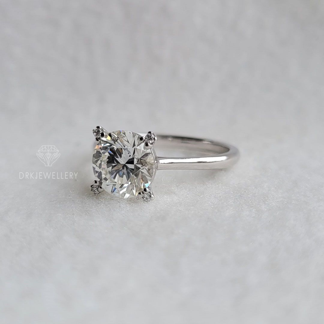 Unique Round Cut Lab Grown Diamond Solitaire Gold Ring