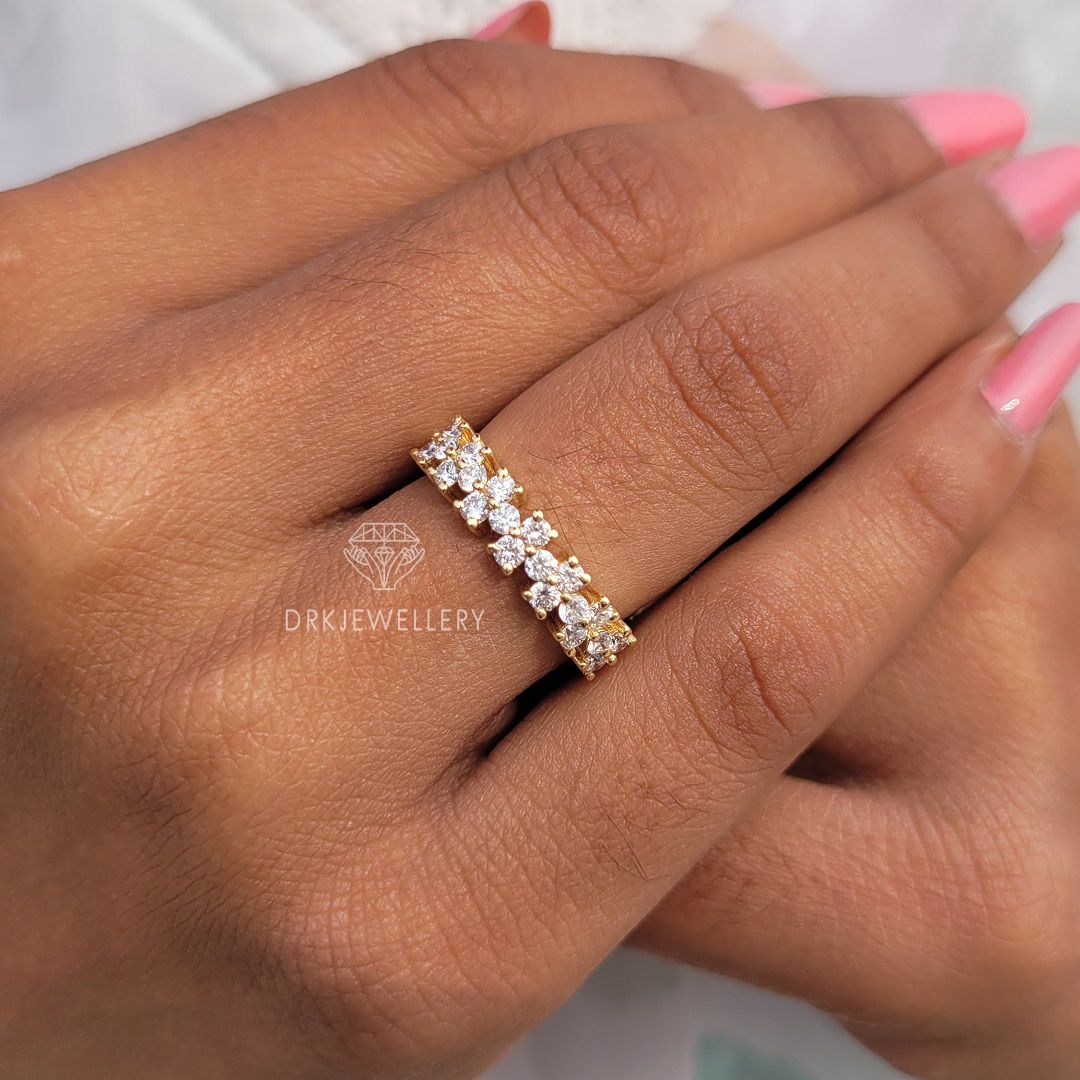 Floating Pave Set Round Cut Lab Grown Diamond Band