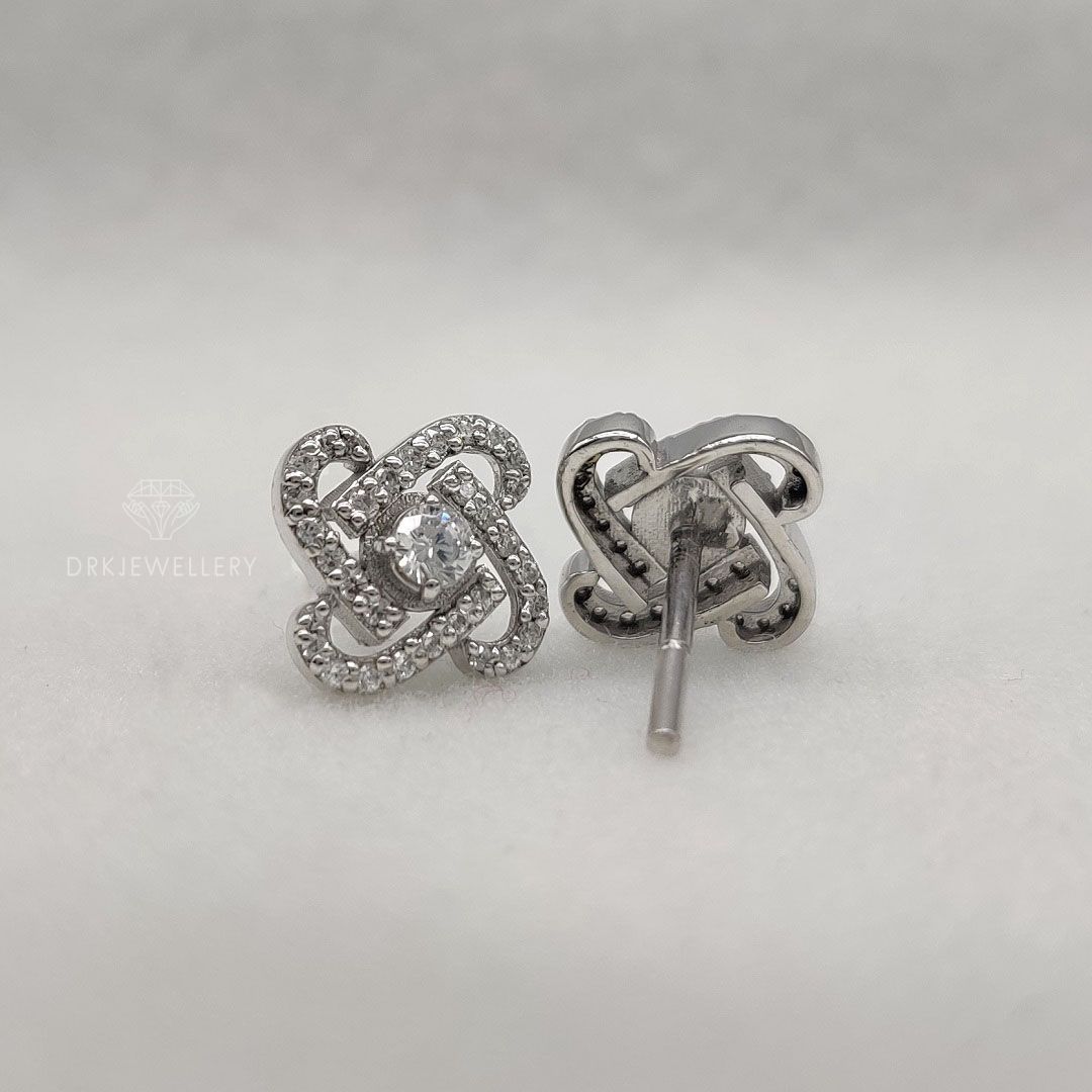 Unique Round Pave Set Lab Diamond Ear Studs In 14K Gold