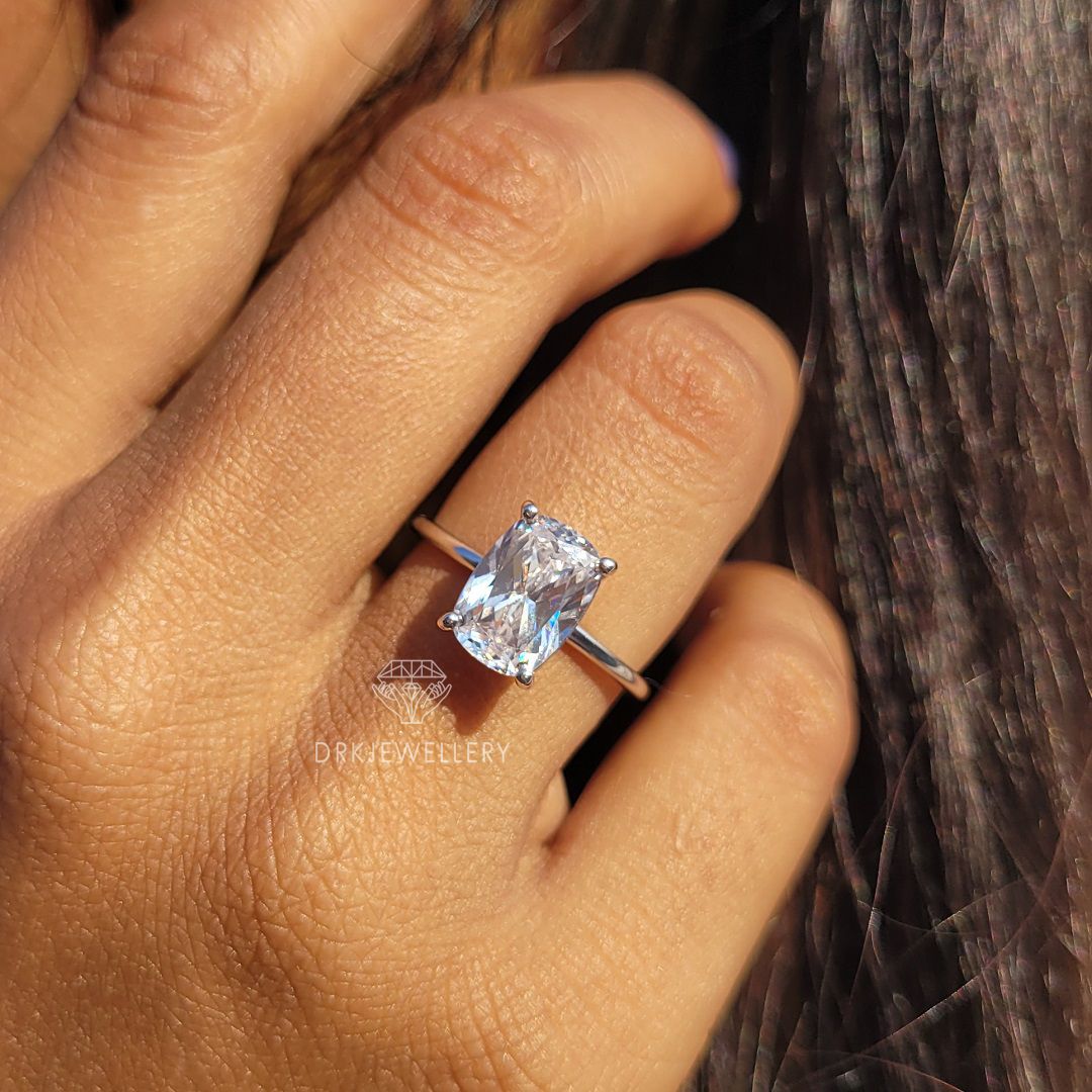 Criss Cut Cushion Diamond Solitaire Engagement Ring