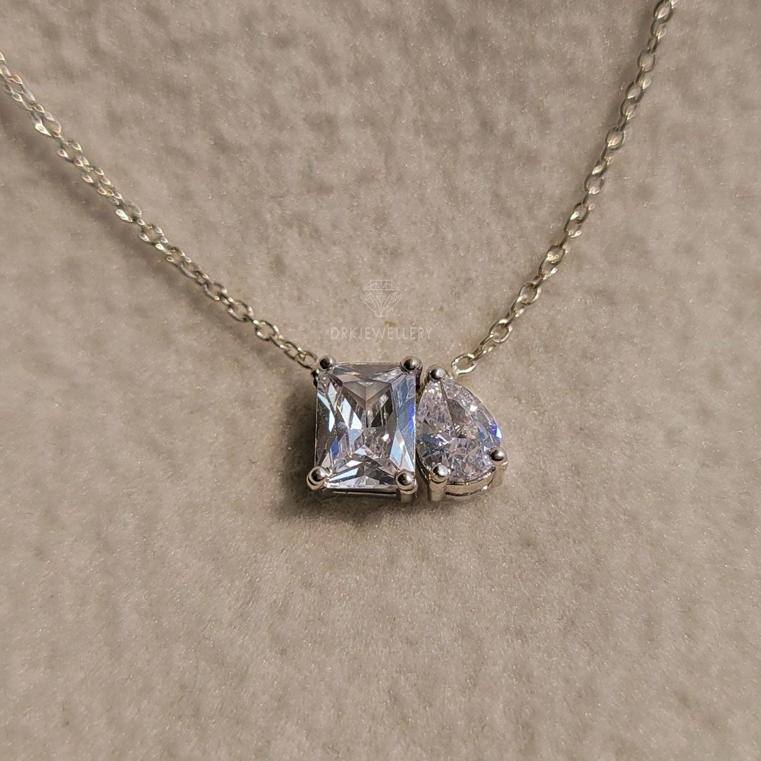 Toi-Et-Moi Pear & Radiant Cut Moissanite Pendant