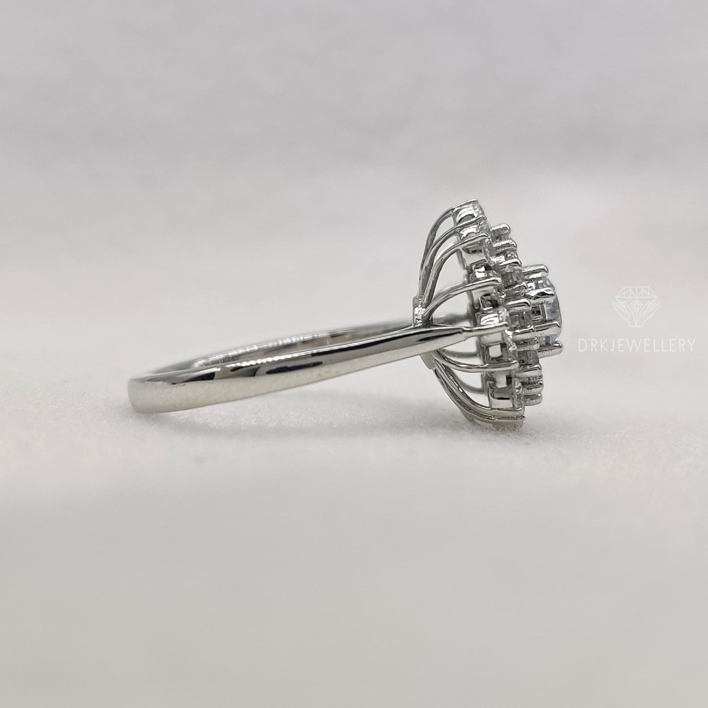 Round Cut Moissanite Cluster Engagement Gold Ring