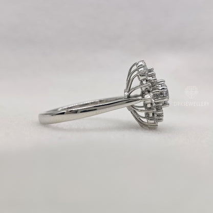 Round Cut Moissanite Cluster Engagement Gold Ring