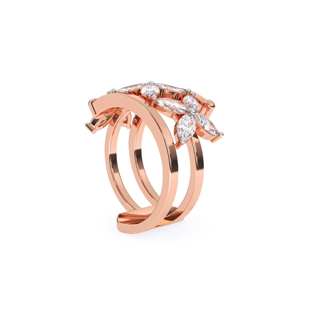 Rose gold ring with diamond accents 