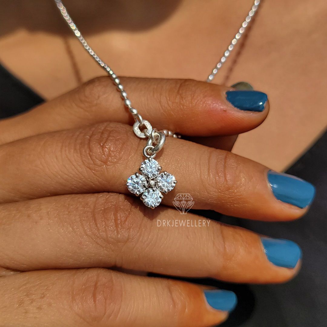 Four Round Cut Lab Grown Diamond Dianty Gold Pendant