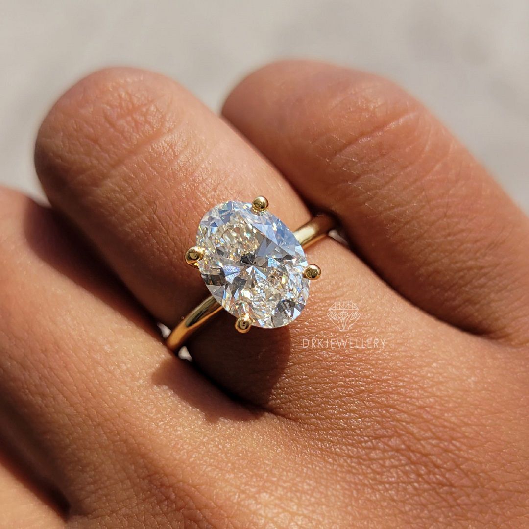 Oval Cut Moissanite Hidden Halo Gold Engagement Ring