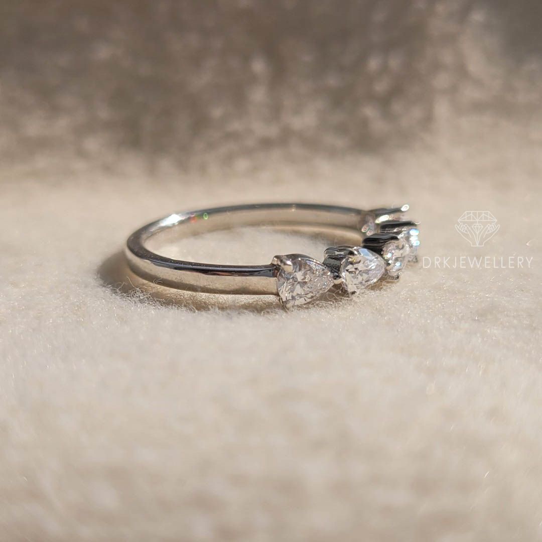 East West Pear Cut Diamond Eternity Wedding Band