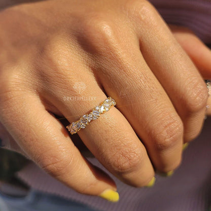 Unique Malti Shaped Lab Grown Diamond Gold Band