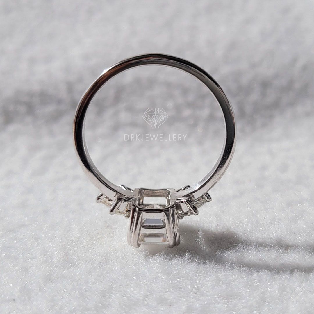 Emerald Cut Cluster Set Lab Grown Diamond Gold Ring