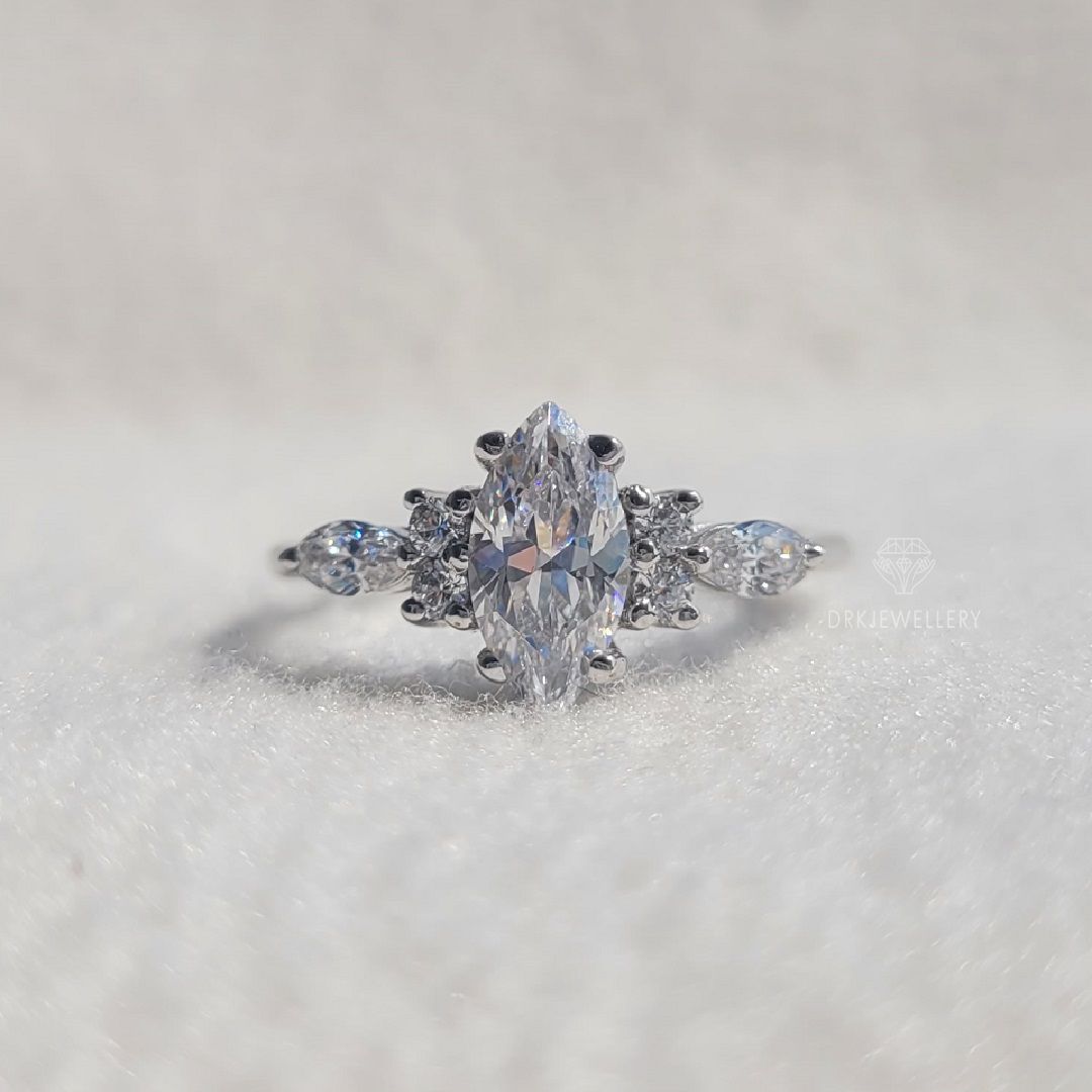 Marquise Cut Moissanite Vintage Inspired Gold Ring