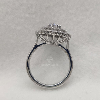 Round Cut Moissanite Cluster Engagement Gold Ring