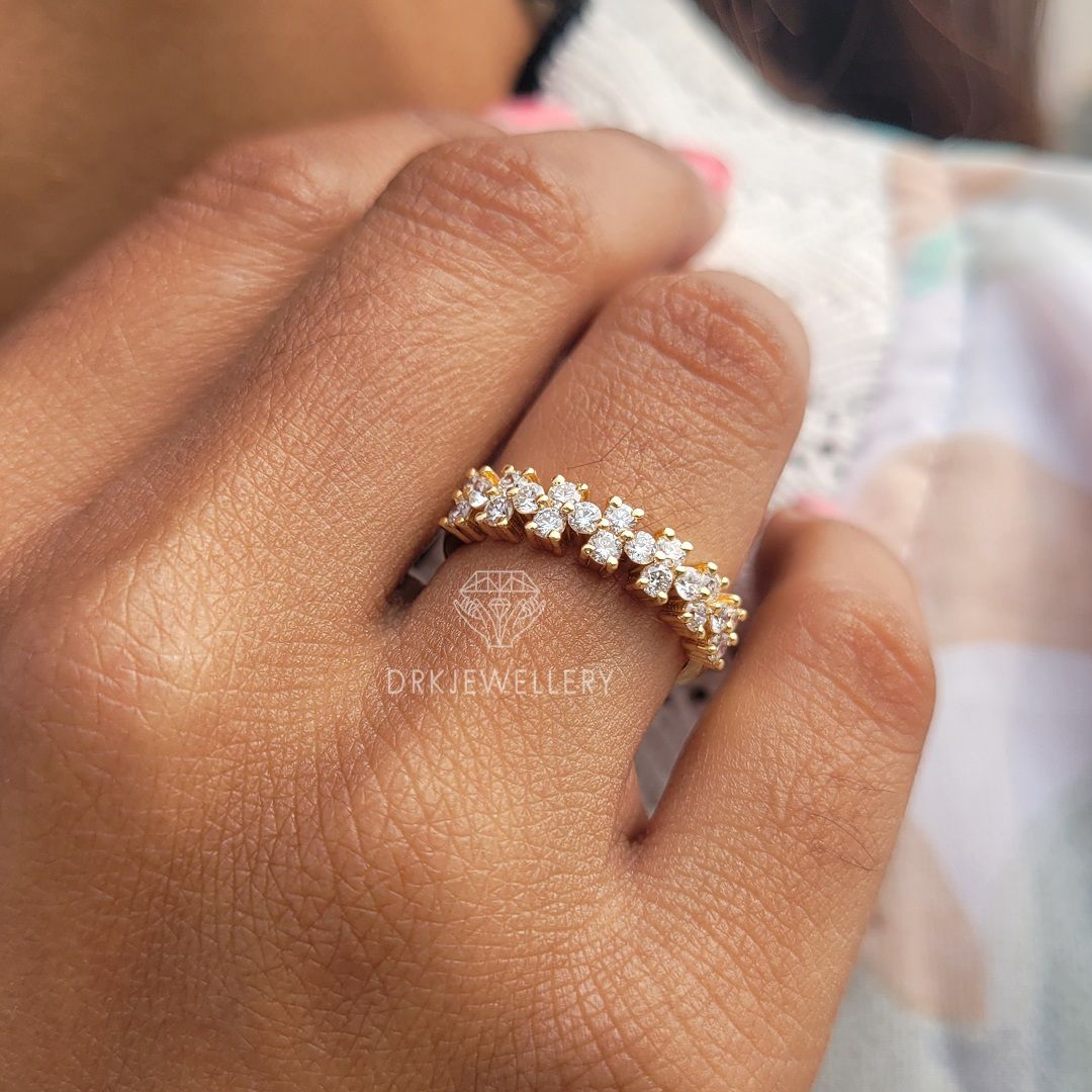 Floating Pave Set Round Cut Lab Grown Diamond Band