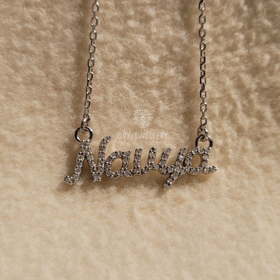 Name Latter Diamond 14K White Gold Custom Pendant
