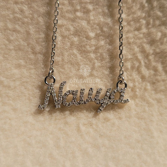 Name Latter Diamond 14K White Gold Custom Pendant