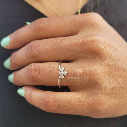 Chevron Style Round Cut Diamond Stackable Gold Band