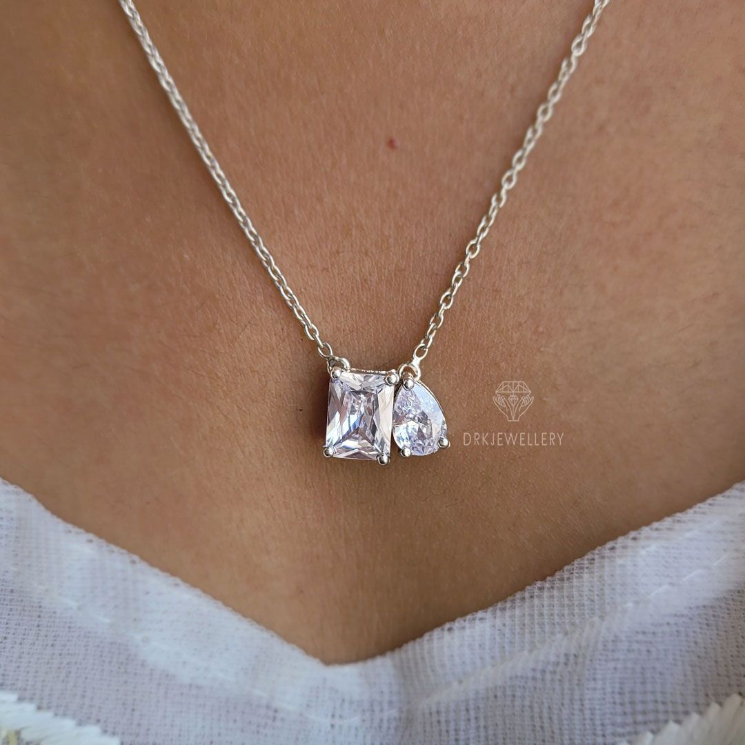 Toi-Et-Moi Pear & Radiant Cut Moissanite Pendant