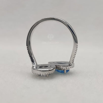 Toi-Et-Moi Pear & Round Halo Bypass Set 14K Gold Ring