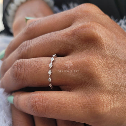 Marquise Shape Round Cut Lab Grown Diamond Wedding Gold Band