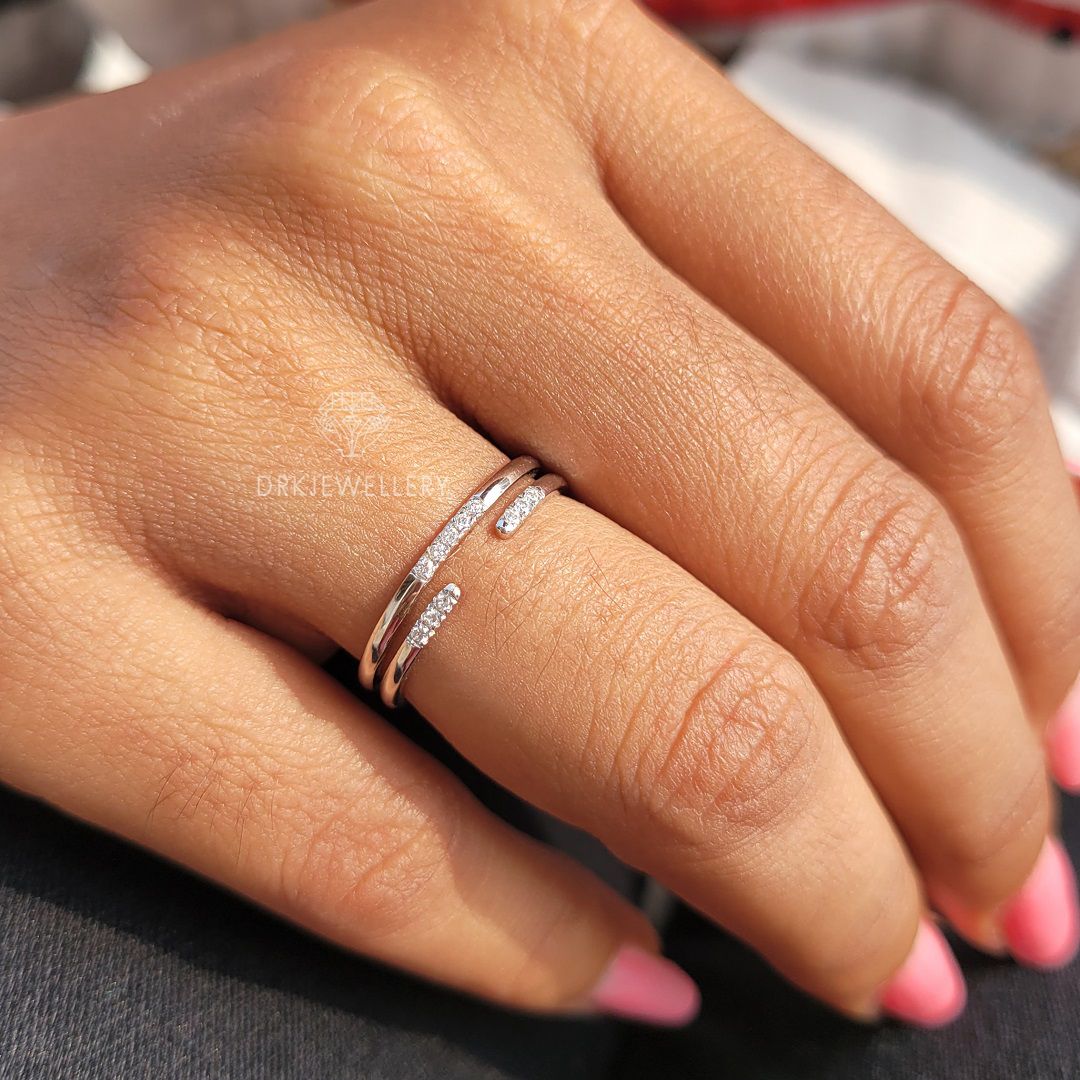 Dainty Round Cut Lab Grown Diamond Open Gap Band