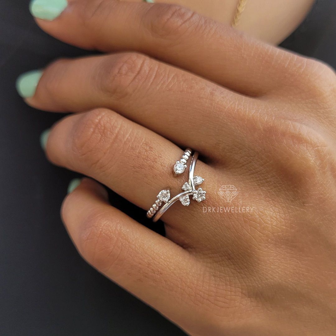 Crown Style Round Lab Grown Diamond Wedding Bridal Set