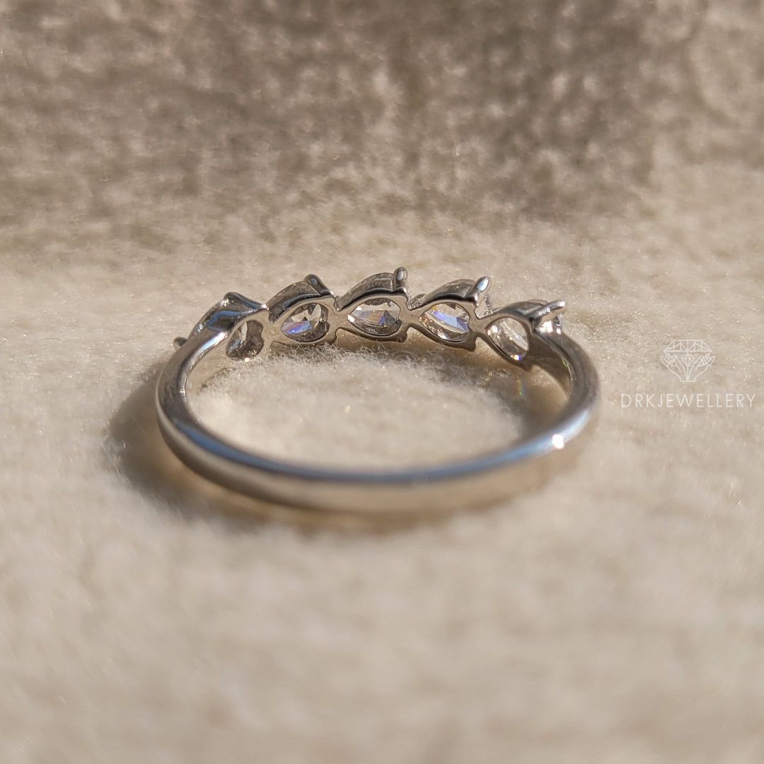 East West Pear Cut Diamond Eternity Wedding Band