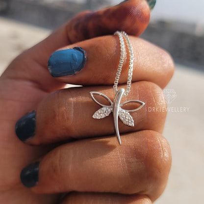 Butterfly Shape Round Cut Lab Grown Diamond 14K Gold Pendant