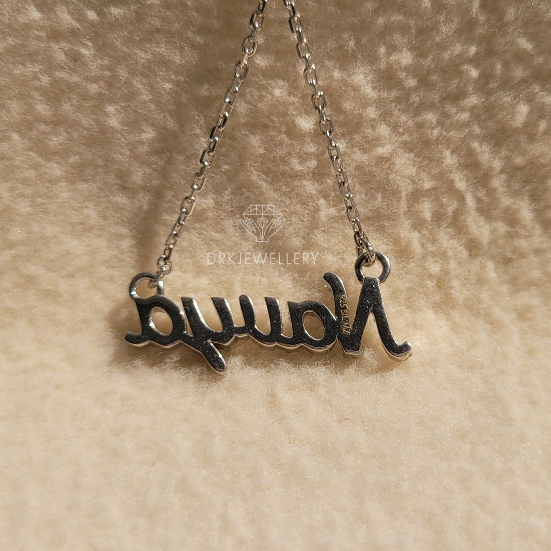 Name Latter Diamond 14K White Gold Custom Pendant