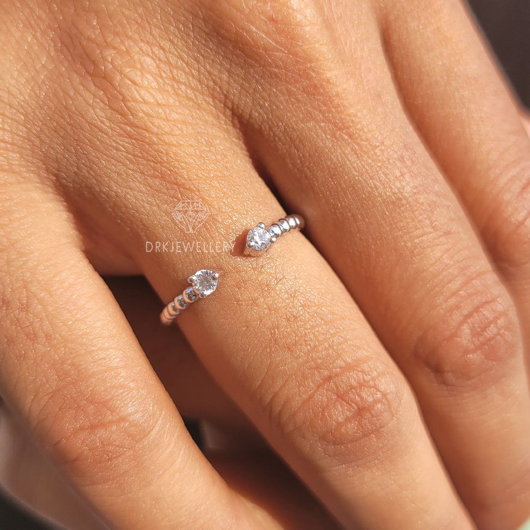 Round Cut Diamond Gold Beaded Ring Spacer