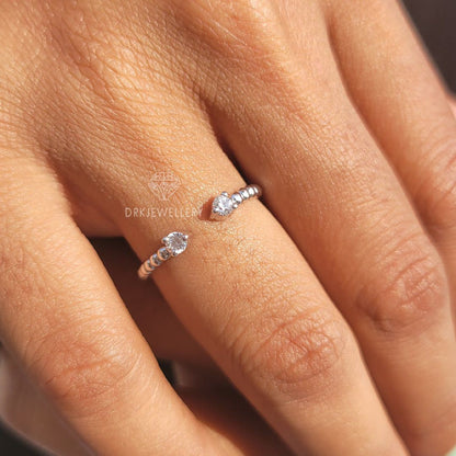 Round Cut Diamond Gold Beaded Ring Spacer