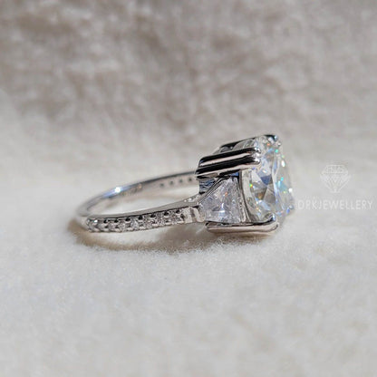 Round Cut Moissanite Three Stone Ring 14K Gold