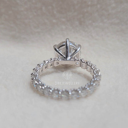 Unique Round Cut Moissanite U-Prong Set Eternity Ring