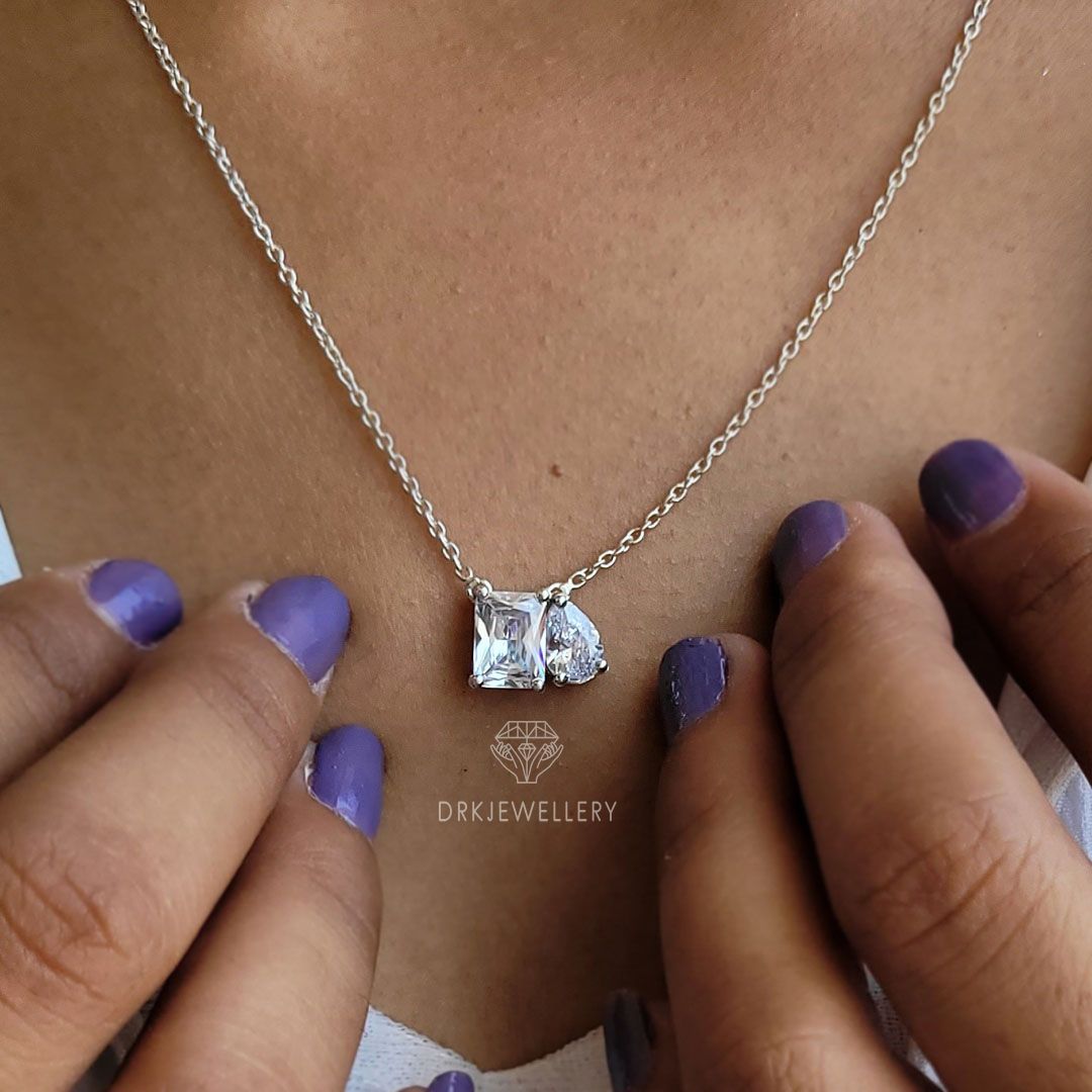 Toi-Et-Moi Pear & Radiant Cut Moissanite Pendant