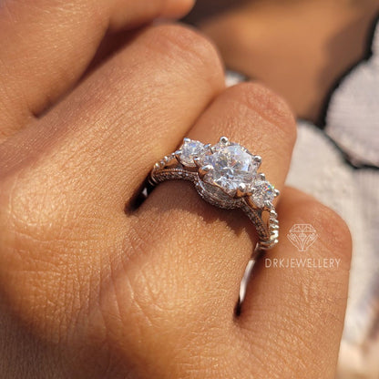 Underneath Halo Set Round Cut Diamond Engagement Ring