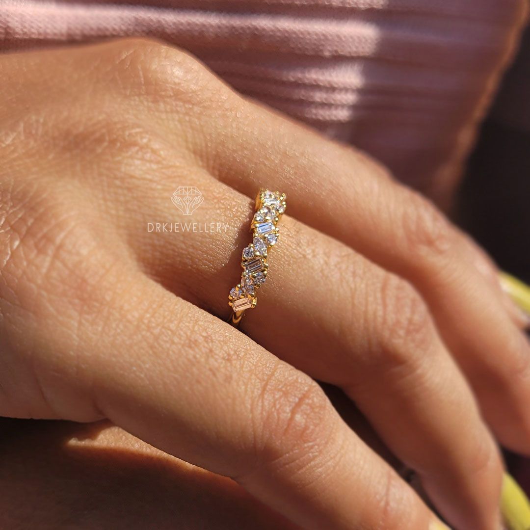 Unique Malti Shaped Lab Grown Diamond Gold Band