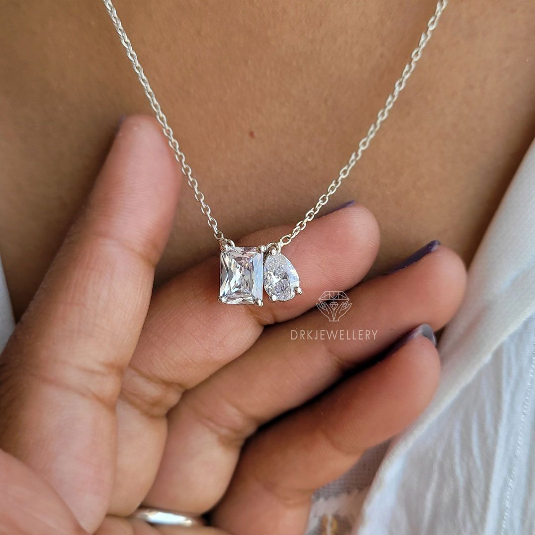 Toi-Et-Moi Pear & Radiant Cut Moissanite Pendant