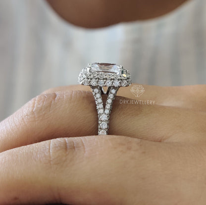 Art Deco Radiant Cut Moissanite Pave Set Ring