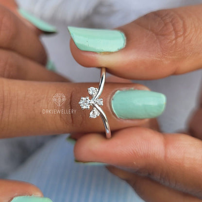 Chevron Style Round Cut Diamond Stackable Gold Band