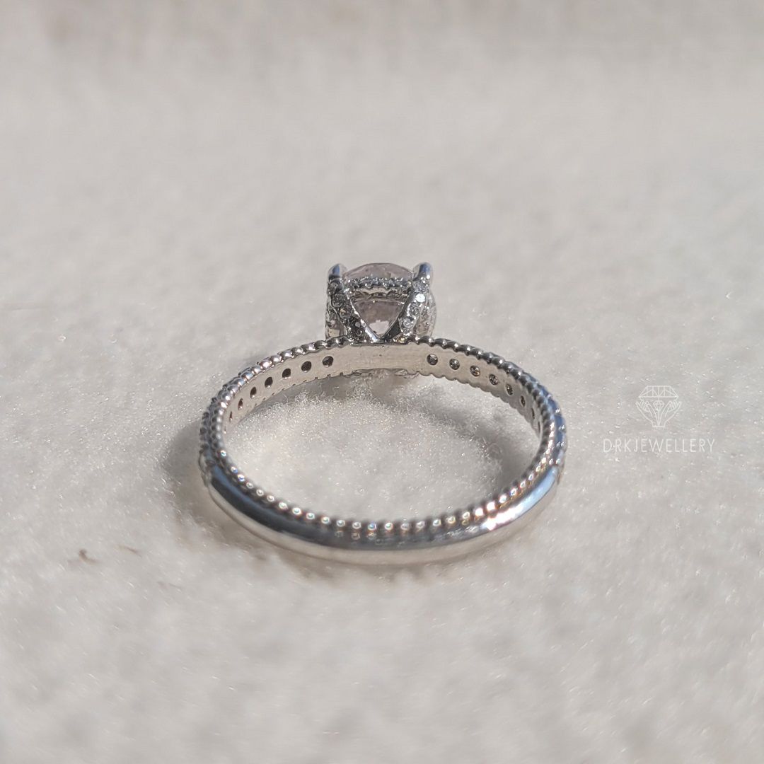 Vintage Inspired Round Cut Hidden Halo Diamond Gold Ring