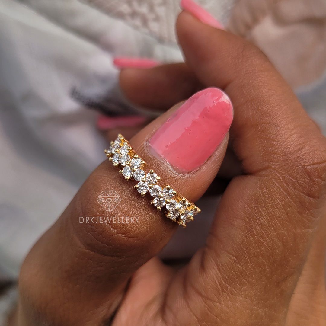 Floating Pave Set Round Cut Lab Grown Diamond Band