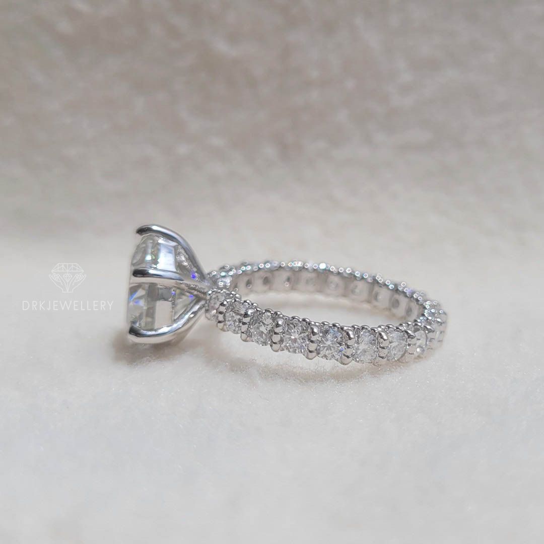 Unique Round Cut Moissanite U-Prong Set Eternity Ring