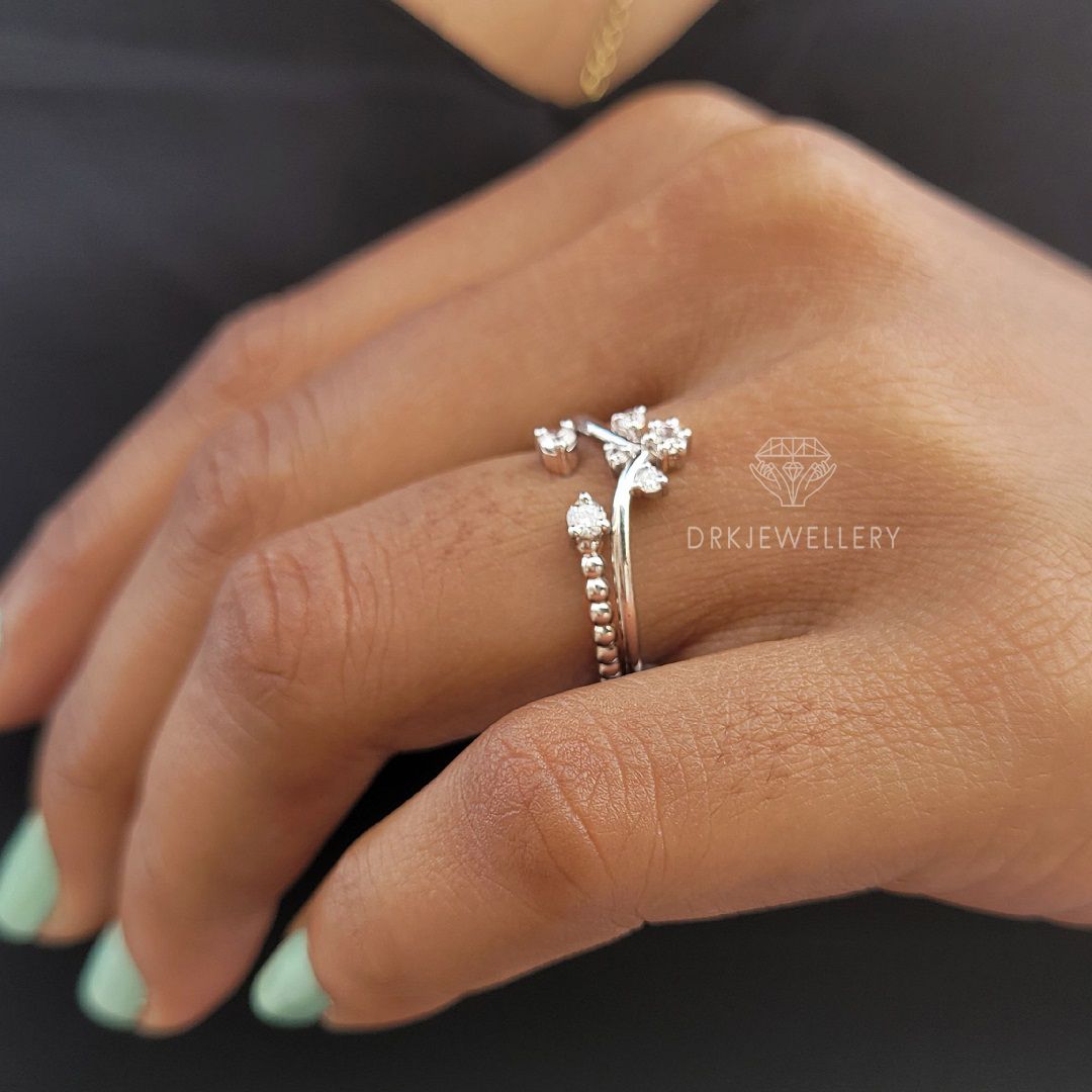 Crown Style Round Lab Grown Diamond Wedding Bridal Set