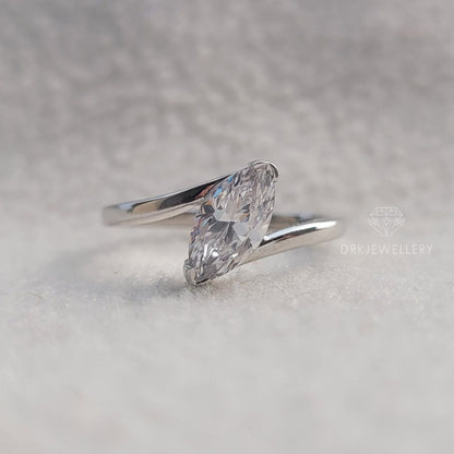Tension Style Marquise Cut Lab Grown Diamond Gold RIng