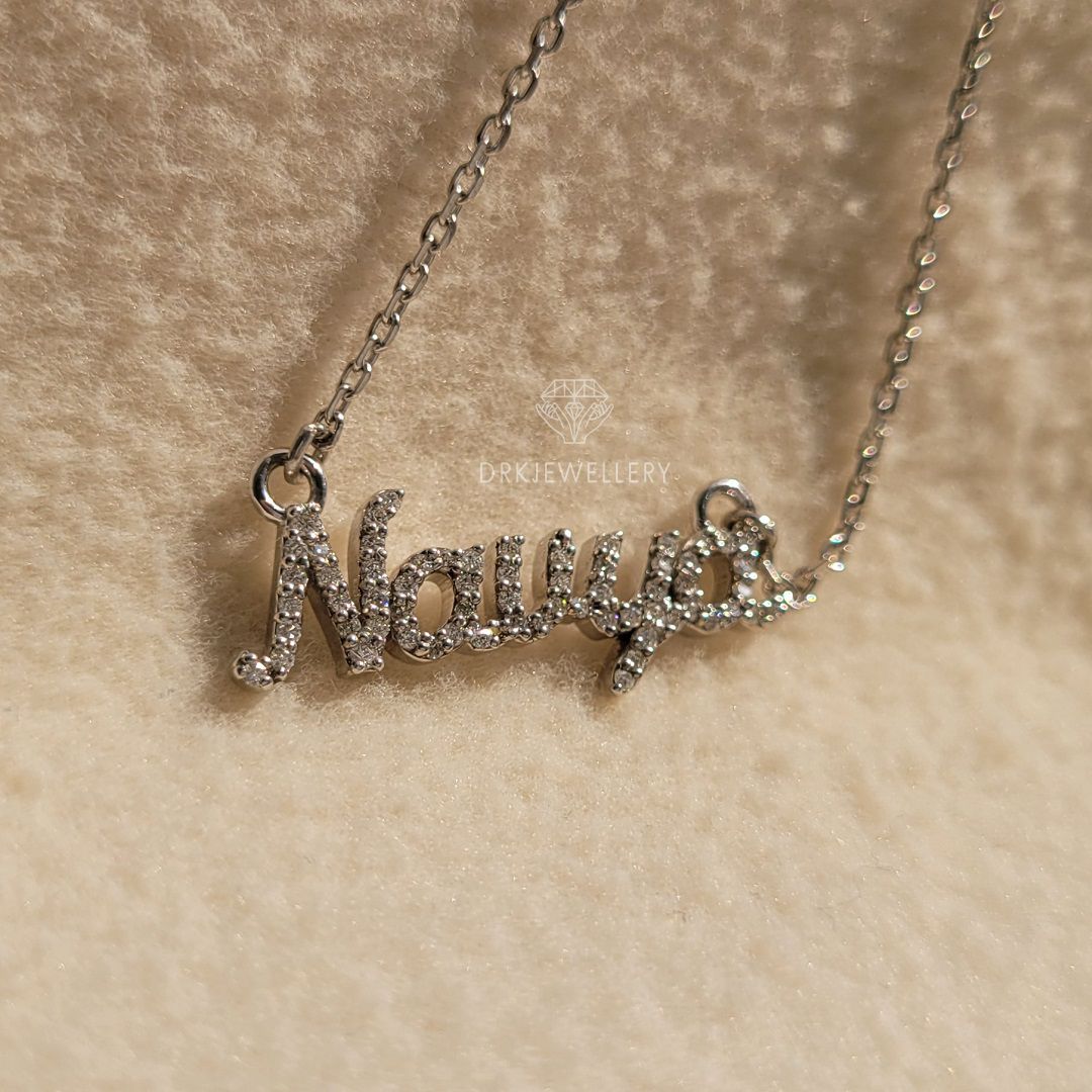Name Latter Diamond 14K White Gold Custom Pendant