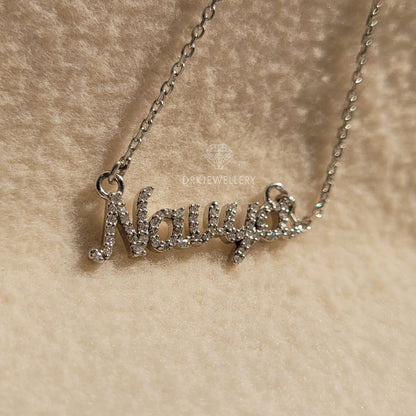 Name Latter Diamond 14K White Gold Custom Pendant