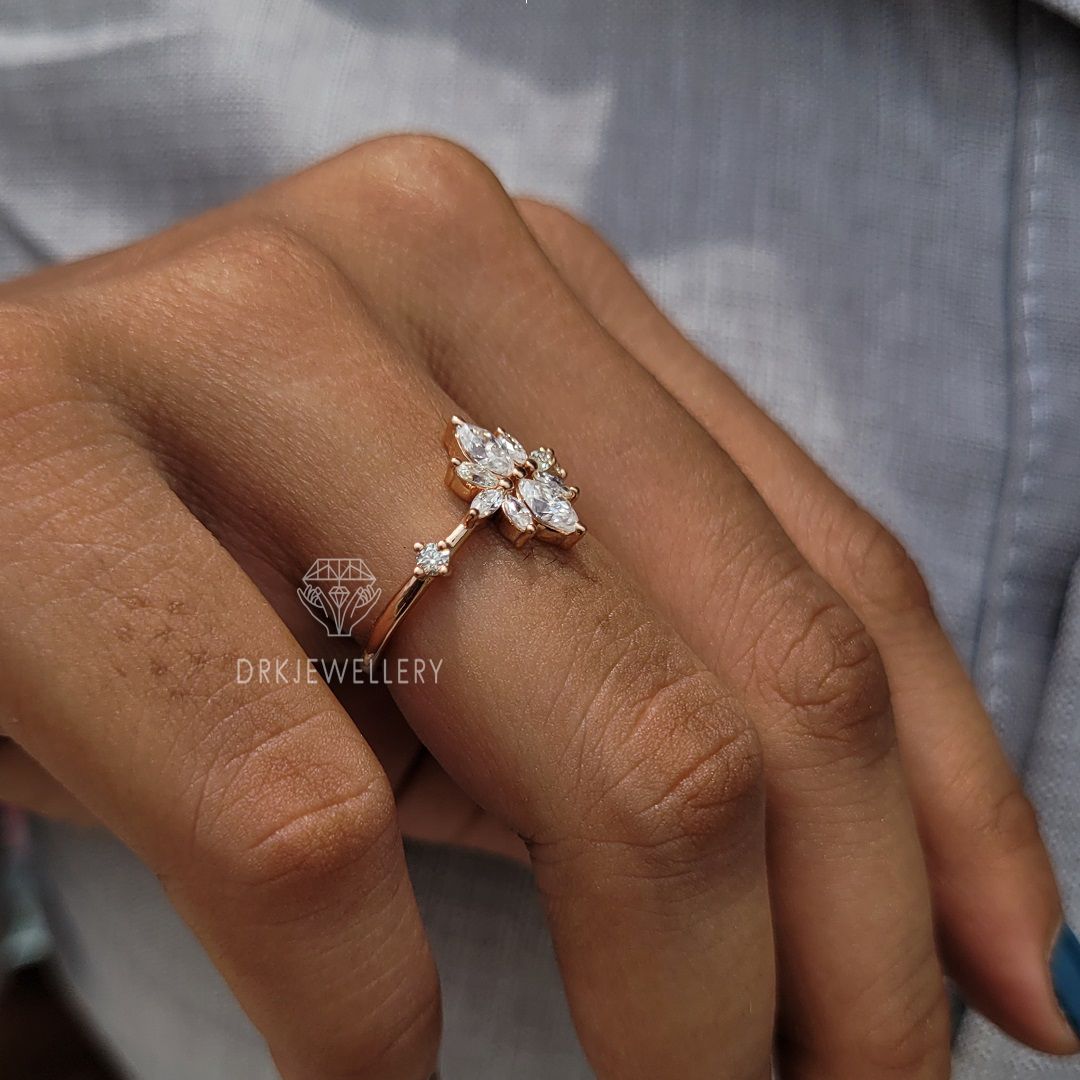 Round & Marquise Cut Lab Grown DIamond Cluster Ring