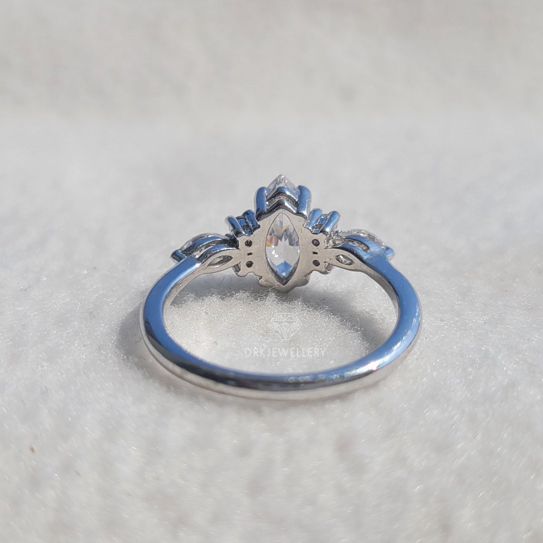 Marquise Cut Moissanite Vintage Inspired Gold Ring
