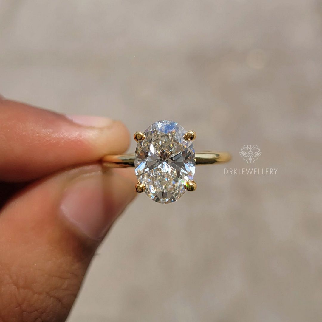 Oval Cut Moissanite Hidden Halo Gold Engagement Ring